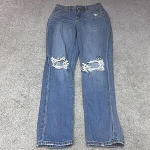 American Eagle Outfitters Jeans Mom Blue Size 4 Distressed Pockets